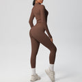 Ready-to-ship cross-border solid color double-sided brushed naked feel outerwear long sleeve set - compression running, fitness, and yoga two-piece outfit