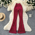 Retrohigh waistlooseeasiest for matchpolka dot slightly flared pants for women summer lazy style slimming lookslimming lookcasualpantsk-style
