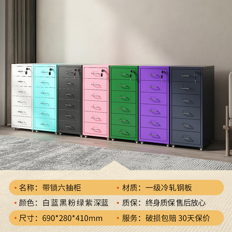 Wrought iron storage cabinet - multi-tier drawer unit for living room, bedroom, and girls' room - cute and practical floor-standing combination storage cabinet