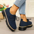 autumnew arrival cross-border plus size medium heel square heel flats women's k-style round toe tie backexport loafers women's flats