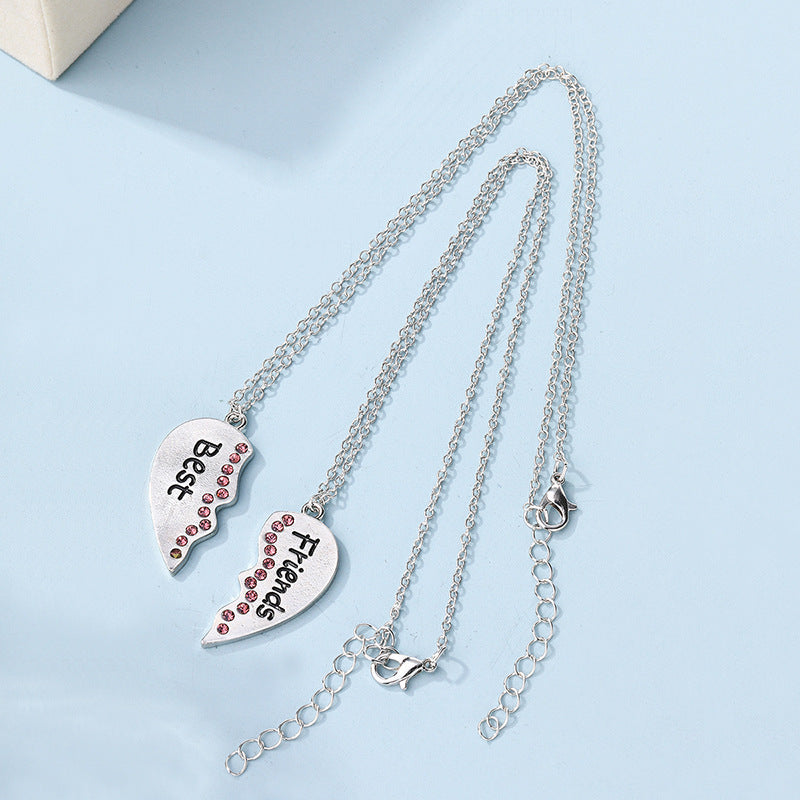 Wholesale heart pendants: european & american cross-border personalized jewelry for women - creative best friend & good friend heart-shaped letter necklace