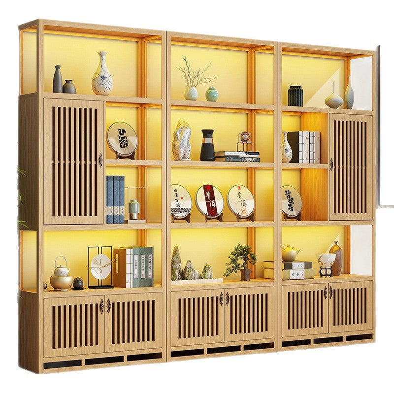 Solid wood tea cabinet Zisha pot display cabinet Product storage shelf Entrance ornament cabinet Chinese retro porcelain display cabinet