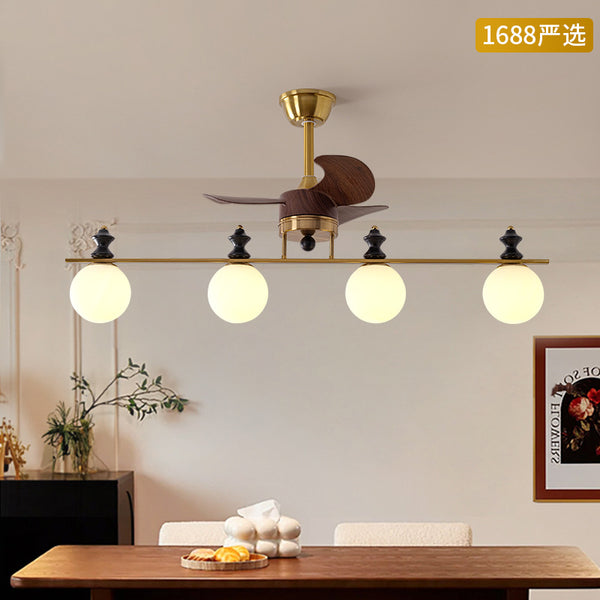 [Strict selection] New medieval style household living room integrated ceiling fan light full light dining room bedroom fan light hanging