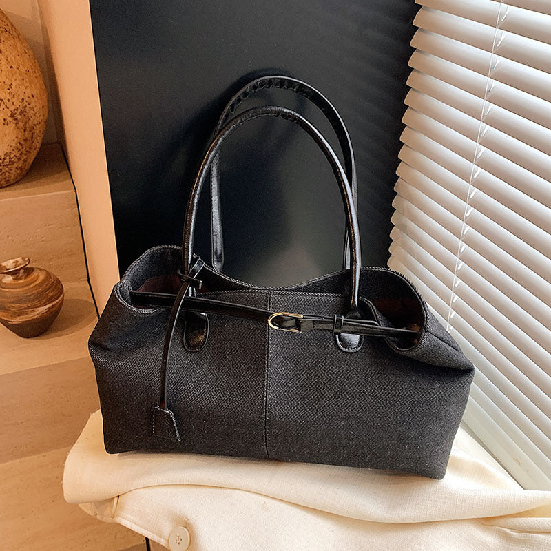 Casual denim underarm bag women's 2025 new fashion portable tote bag large capacity commuter shoulder bag