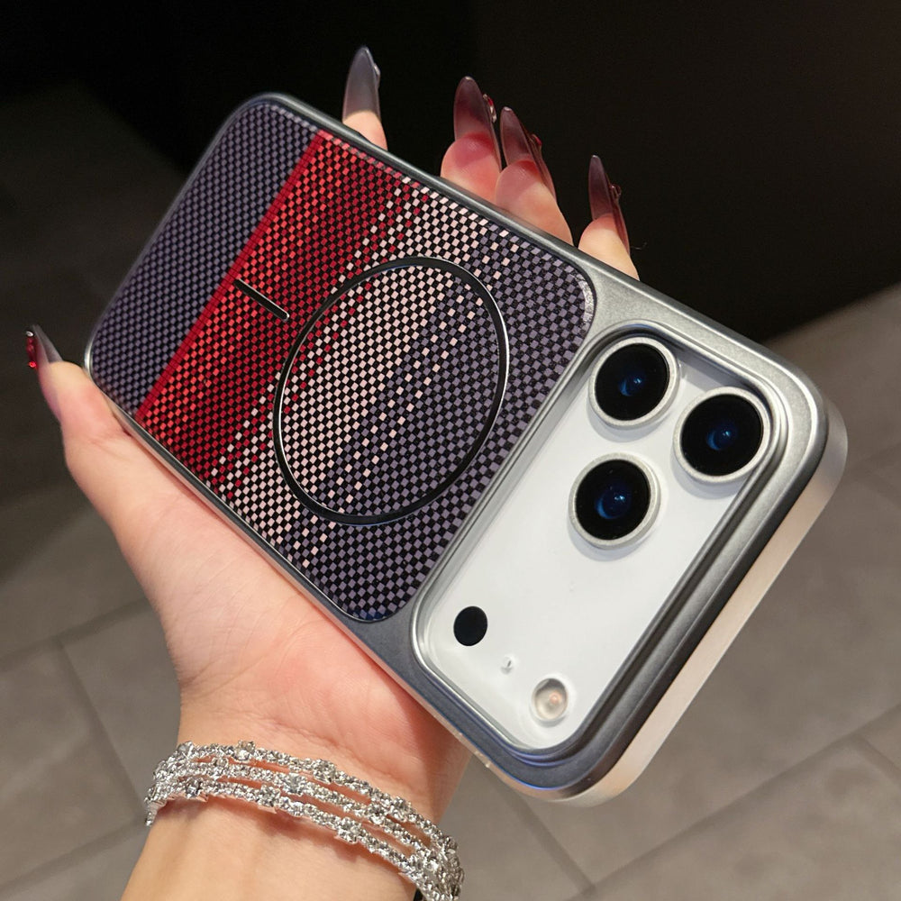compatible iphone 17 pro gradient carbon fiber plaid phone case, apple 15 magnetic pc protective cover, iphone 16