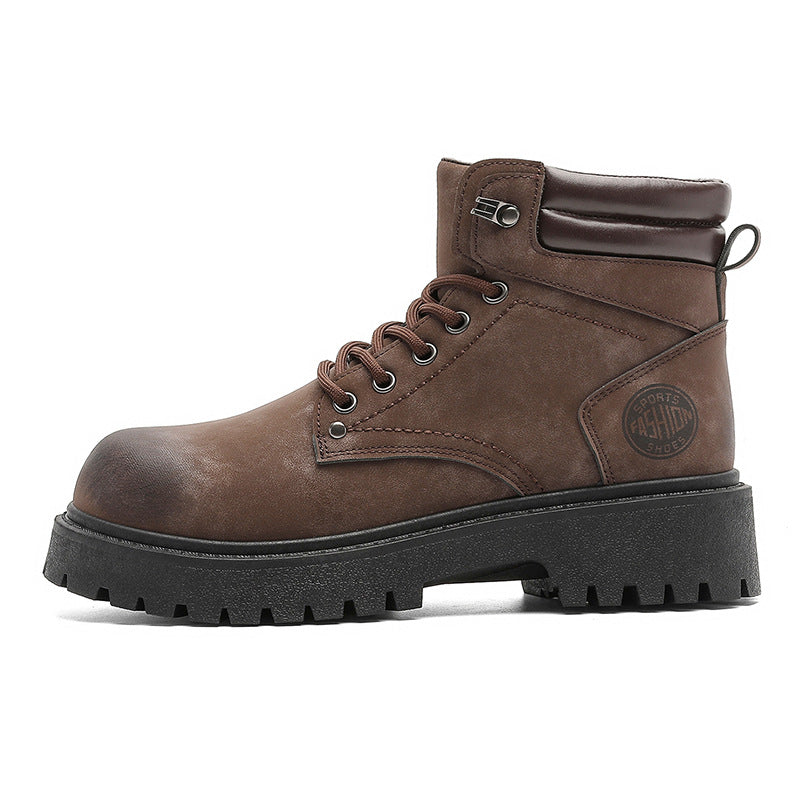 Boots men's new arrival british style rhubarb retro short boots men's heightening workwear motorcycle high-top spring snow shoes