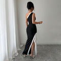 Amazon fashion style insexport women's clothing socialite style sexy dress summer new contrast color slit long skirt