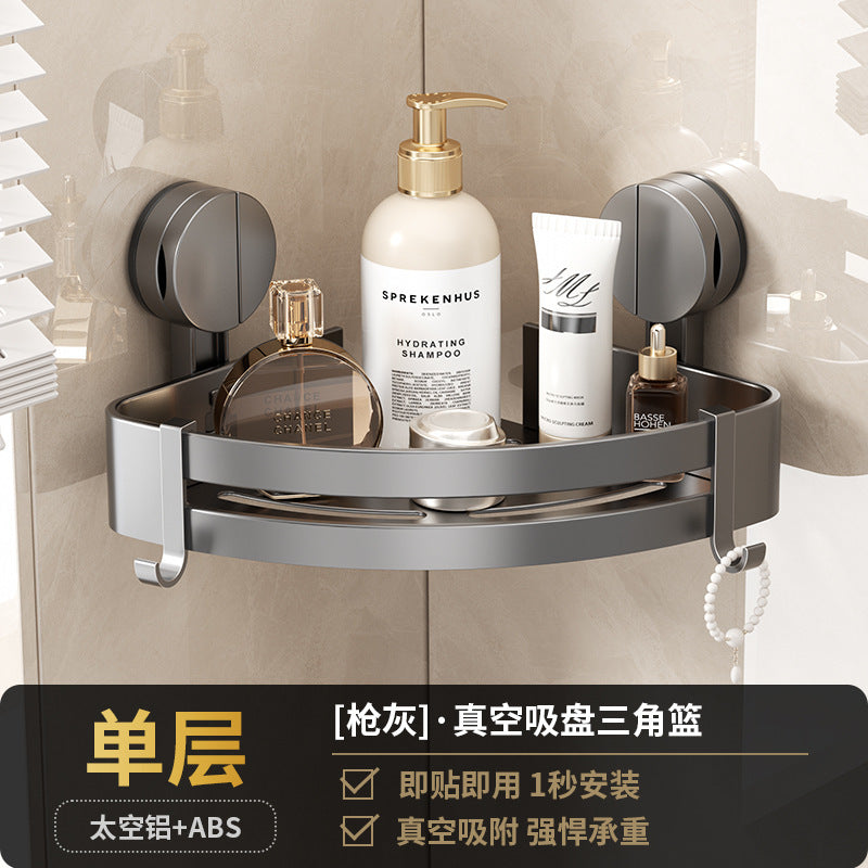 Thickened suction cup bathroom storage rack punch-free wall-mounted bathroom new arrival triangle basket corner storage rack