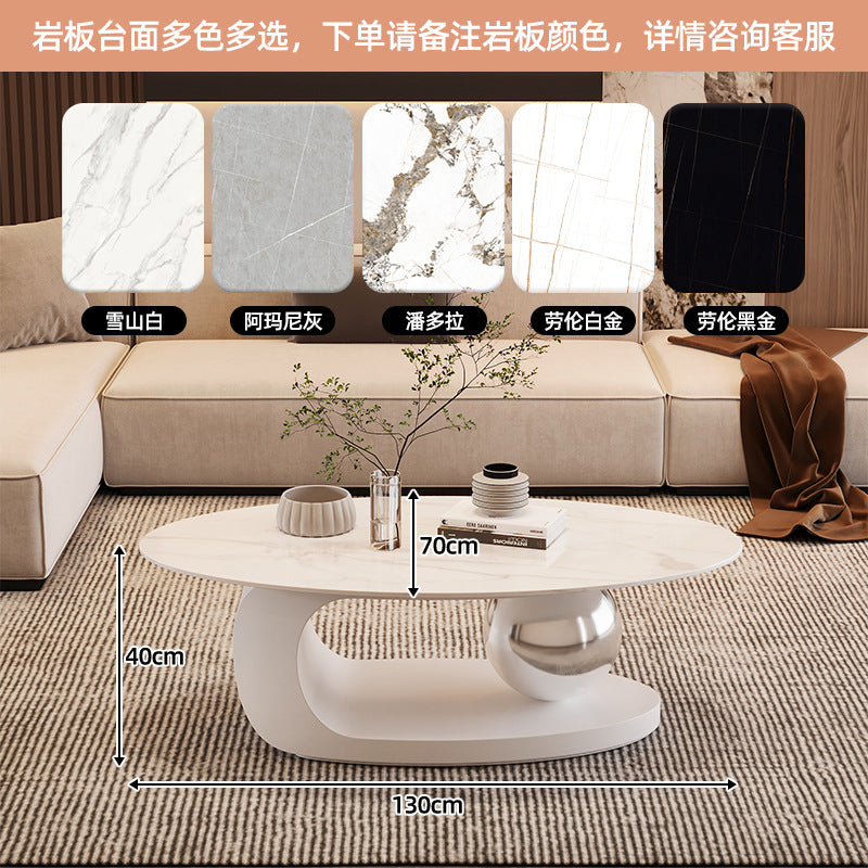 Living room slate coffee table combination simple modern small apartment for home italian normcoreaccessible luxurypopular oval sofa table
