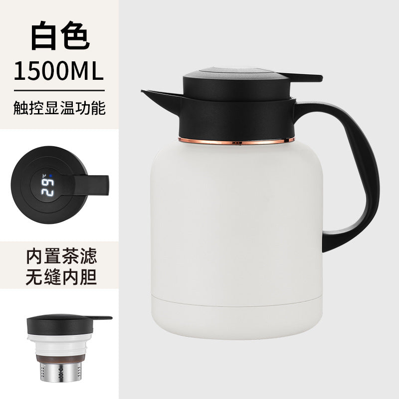 304 smart temperature display thermos stainless steel tea pot office tea pot with filter large capacity thermos flask