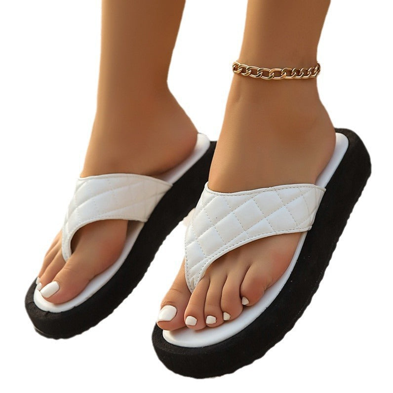 2026 summer new european and american style plus size casual thick sole flip-flops women's slippers