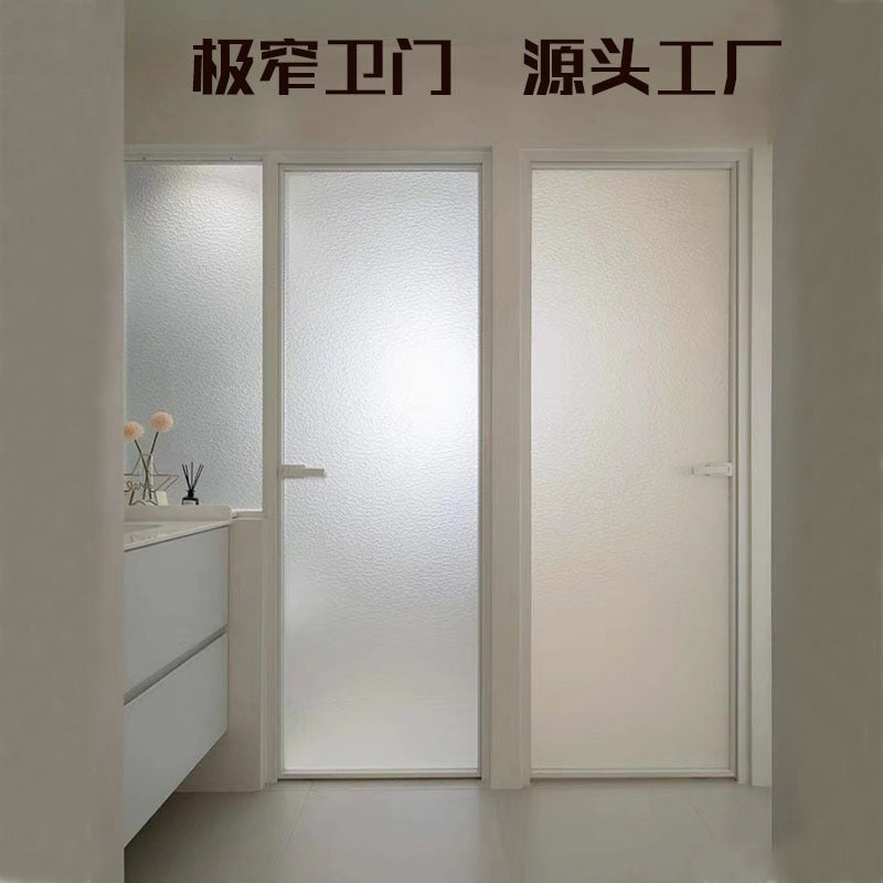Bathroom toilet door extremely narrow glass door indoor aluminum alloy door for home waterproof opening door modern casual