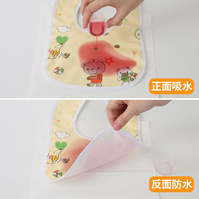 Baby products 0-3 years old crystal velvet u-shaped waterproof snap button saliva towel baby eating bib bib toddler rice bag