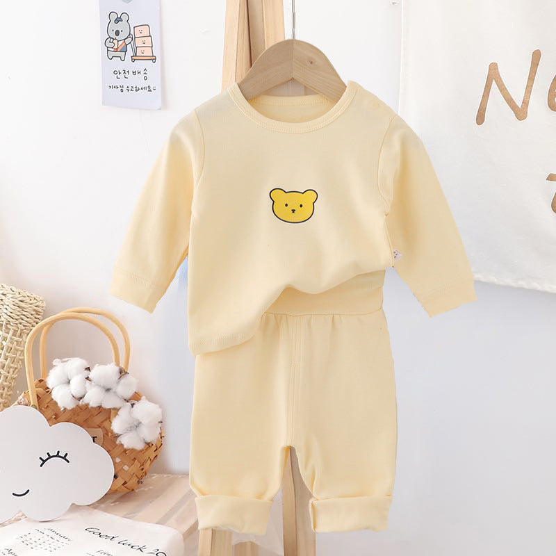 new korean style ins-style spring/autumn baby thermal underwear set - belly protection, loungewear, and sleepwear