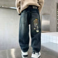 Boys' jeans - spring/autumn collection - kids' loose-fit trousers - mid-to-large size boys' relaxed fit korean style spring/autumn pants