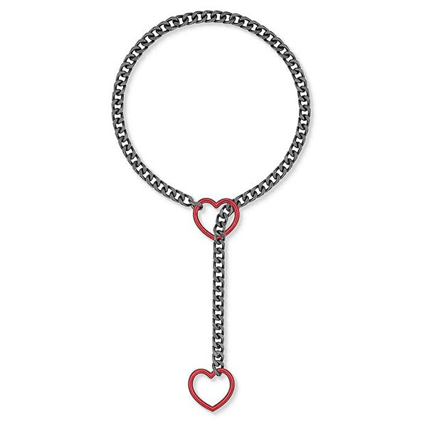 2024 new cross-border multi-color heart & o-ring adjustable punk cuban long necklace - couple's style