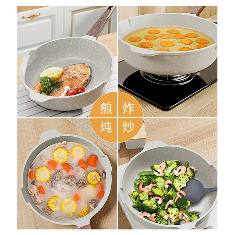 Carefully selected thickened medical stone cooking pot, flats pan, steak frying pan, induction cooker, gas stove, suitable for cooking pot, non-stick pan