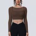 Fake two-piece mesh sports long sleeves t-shirt for women with chest pad, yoga wear tops, quick-drying slimming look outwear fitness wear