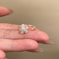 Dopamine flower ring - unique design, high-end feel, adjustable open ring, perfect for students, decorative accessory