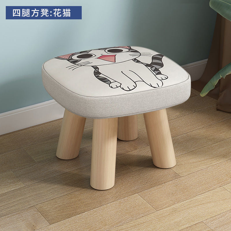 Cute children's cartoon creative eating small bench small stool household solid wood round stool sofa hair stool baby chair