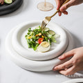 European-style matte large pasta plate, creative hotel restaurant dessert plate, steak plate, thick-rimmed black and white ceramic plate
