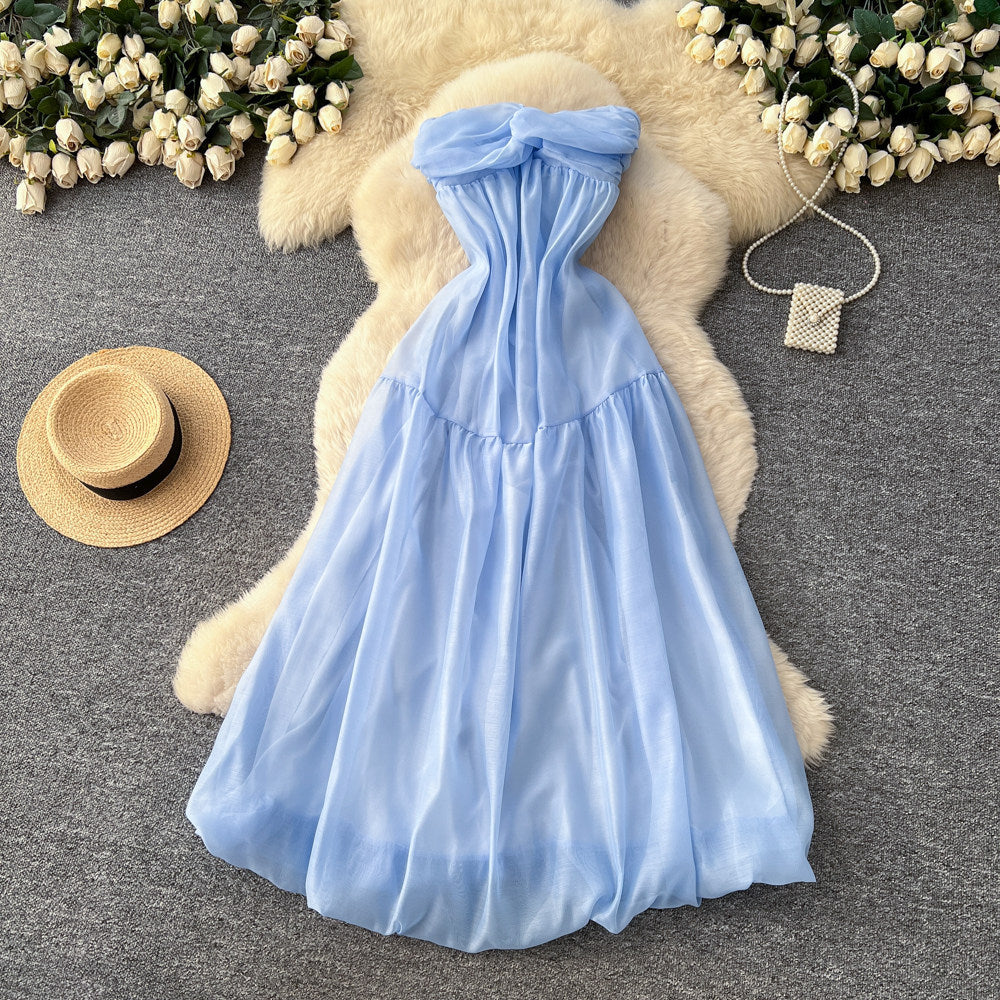 Frenchniche stylesense of design knot sexytube topdress women's beach vacation dress long dress spring summer