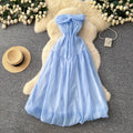 Frenchniche stylesense of design knot sexytube topdress women's beach vacation dress long dress spring summer