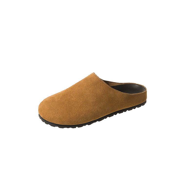 Comfortable casual shoes thick sole toe-cap half slippers easiest for match birkenstock shoes loafers fall and winteroutwear soft sole flats women's shoes