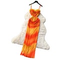 Vacation style v neck pure lust style suspender dress women's summer k-style orange gradient mesh long skirt classy sense of slimming look