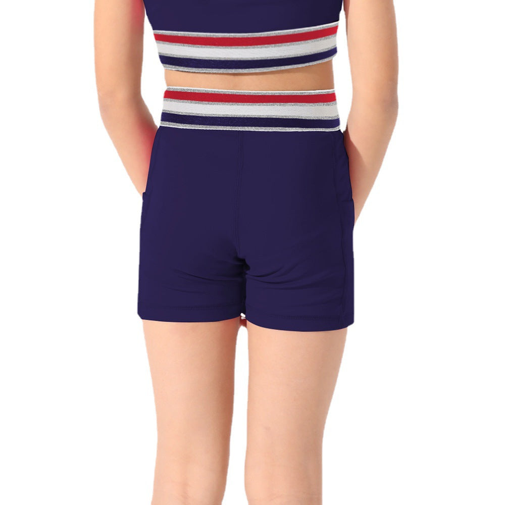 High-elasticity, skin-friendly activewear set for girls: quick-dry running, training, yoga, and workout shorts