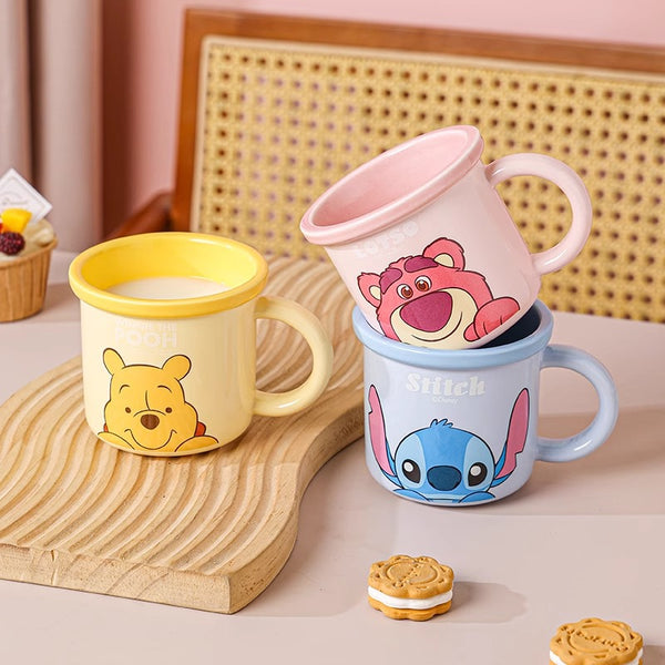New Stitch Ceramic Mug Household Cartoon Drinking Cup High Value Coffee Mug Children's Wide Edge Ceramic Mug
