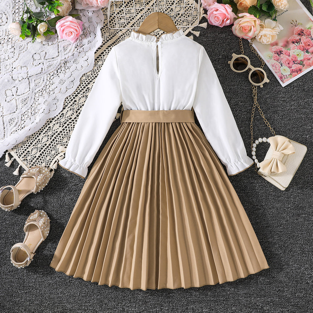 fall and winterlong sleeveshot selling cross-border in stockgirlwhitetops+patchwork 100% off dressfactory direct sales