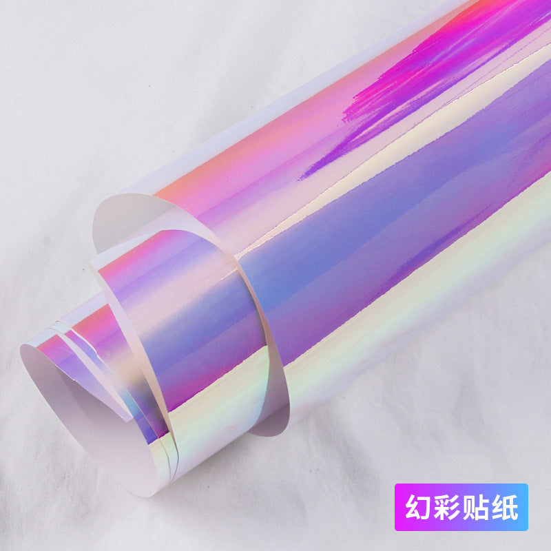 Colorful film Symphony laser decorative sticker rainbow colorful gradual change glass sticker self-adhesive thickened rainbow film with glue