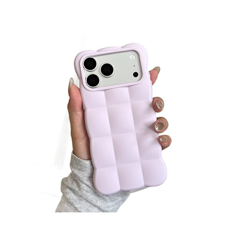 Suitable for apple 17 mobile phone case stereo concave and convex air cushion soft shell simple milk color iphone18promax cloud shell