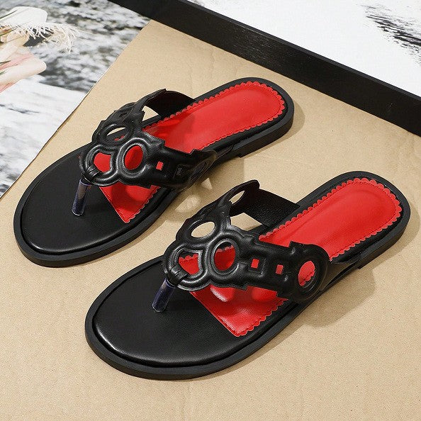 2025ch new women's low heel flat sandals & slippers - round toe, voltage laser design - cross-border e-commerce