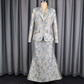 Party light luxury jacquard skirt suit lapel silm suitoutwear mermaid hip skirt banquet dress two-piece set