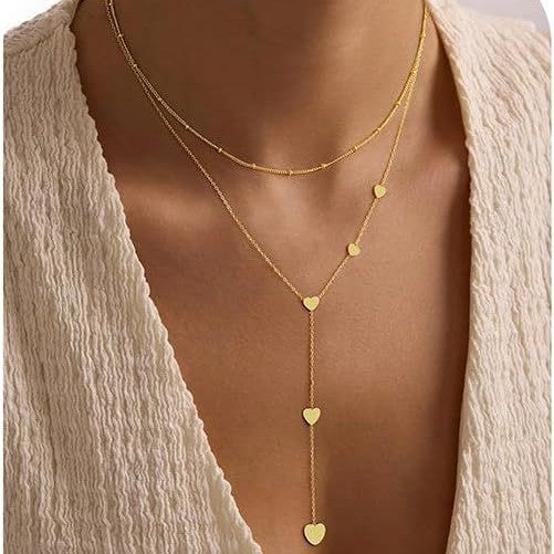 European and american amazon bestseller: double-layer heart necklace - trendy, instagrammable, elegant, sweet, and chic choker for women