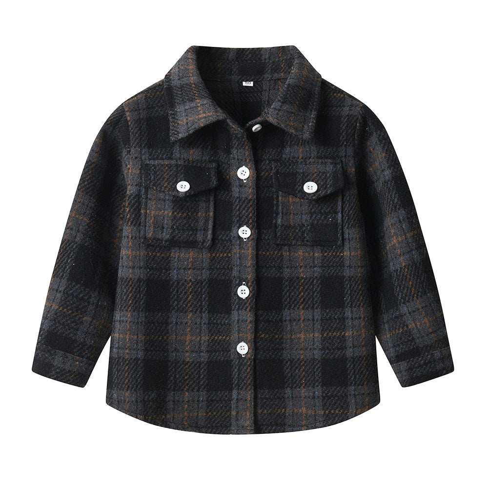 New spring/autumn boys' plaid shirt, preppy style cotton top, kids' plaid shirt, long-sleeved shirt for boys and girls
