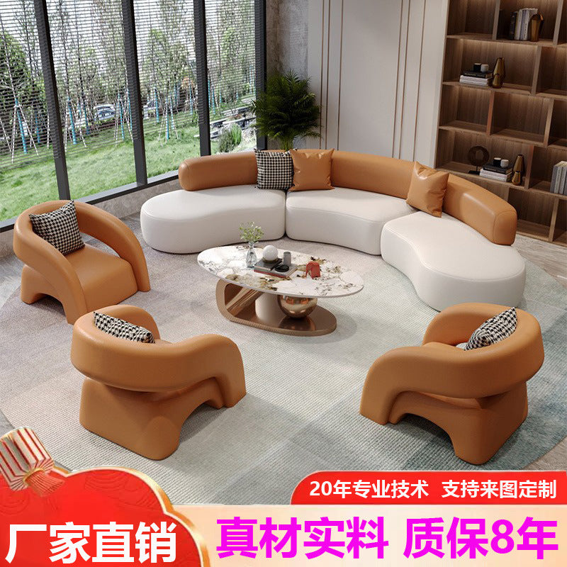 Luxury minimalist office reception & negotiation sofa set - ideal for hotels, showrooms, and sales centers - casual sofa table & chairs