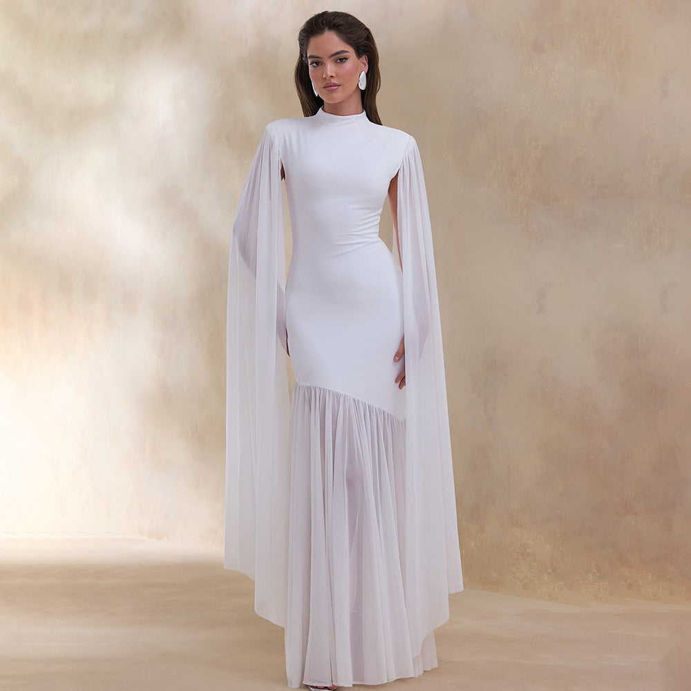 European and american women's clothing  summer new arrival: elegant and chic patchwork design, sexy slim-fit mesh ribbon dress