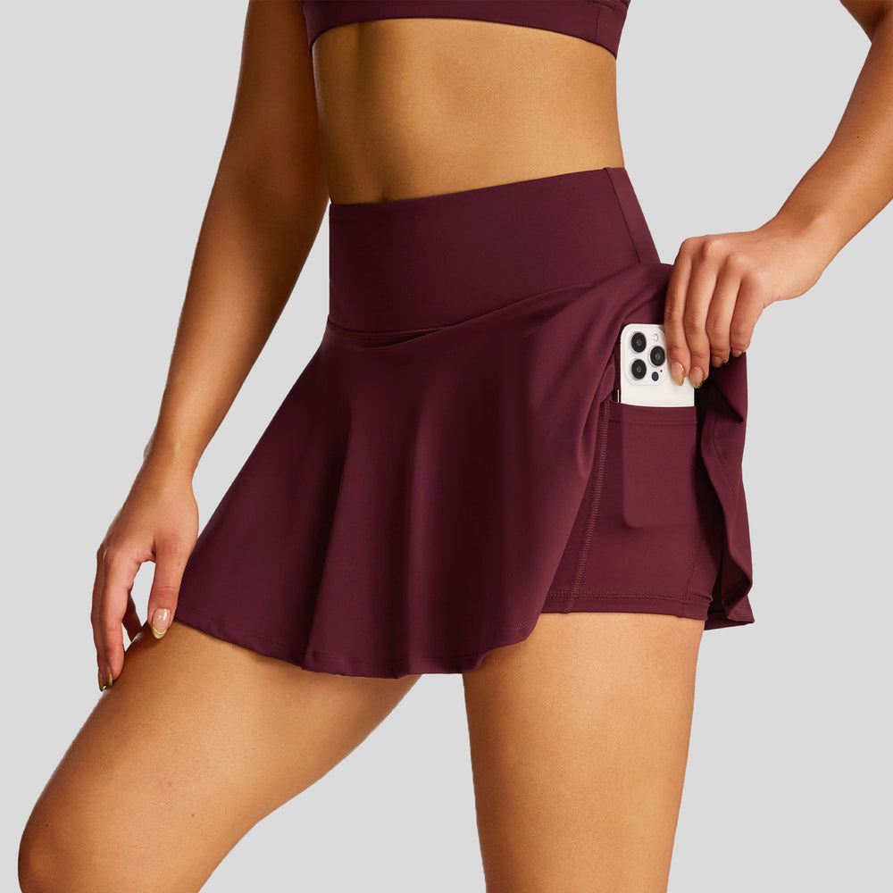 European and american new style sports tennis skirt custom high waist pocket faux two-piece yoga skort women's source factory customization