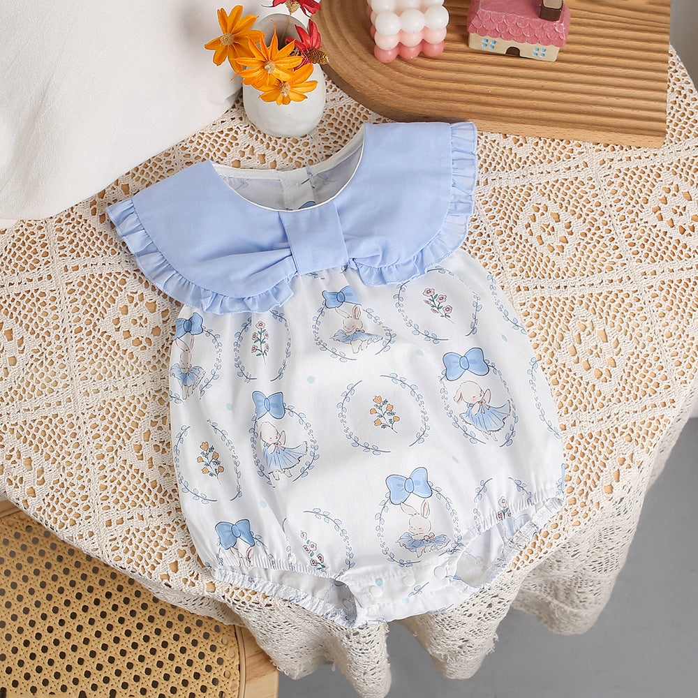 Baby summer fashion bodysuit newborn clothes baby girl outing jumpsuit full month hundred days harem summer