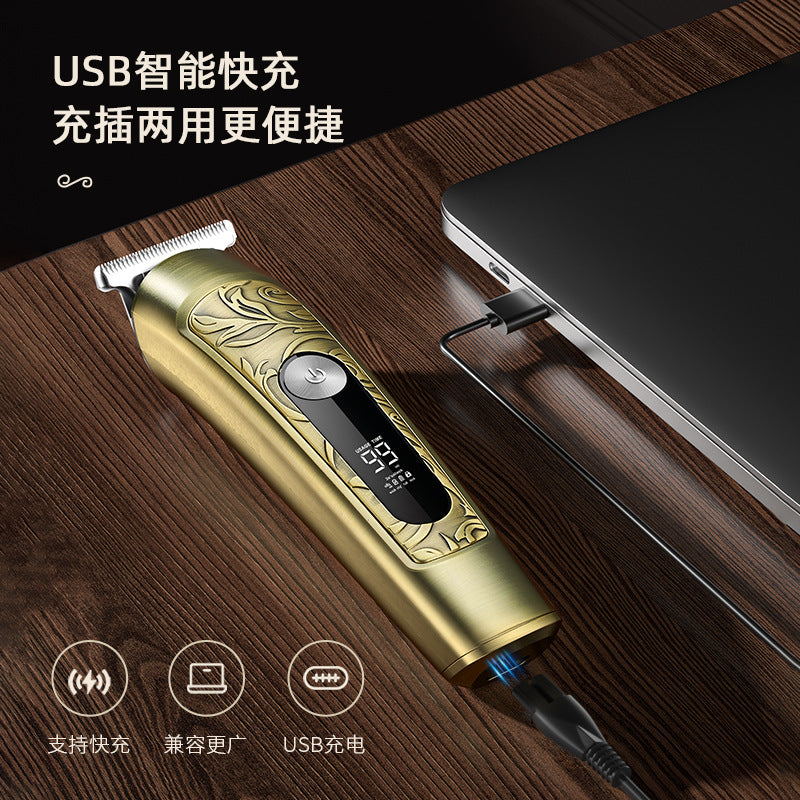 Customized cross-border all-in-one electric hairdresser suit digital display retro full body washable usb fast charging clipper