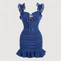 Amazon, tiktok, pinduoduo cross-border fashion: ruffle-trimmed denim slip dress - perfect for dates and work