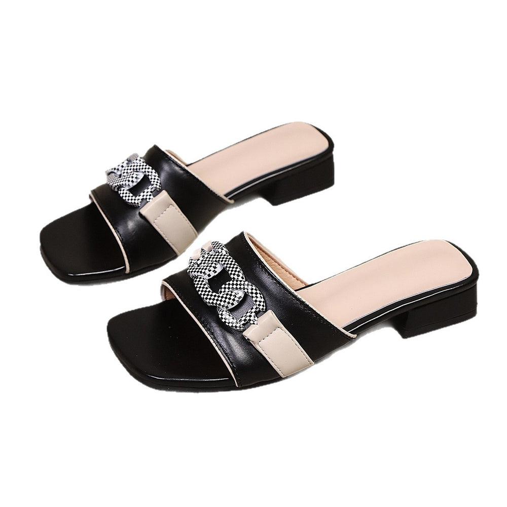 2026exportplus size small fragrant style sandals square toe thick heel flip-flops summerwork clothingeasiest for matchoutwear low heel sandals