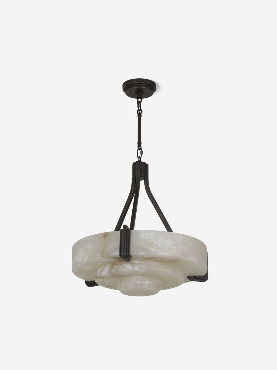 Reproduction vintage alabaster lang three-light chandelier - claw-shaped marble ceiling lamp for villas and living rooms