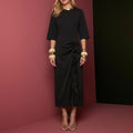cross-border european and american women's clothing: summer dress for women, casual vacation style solid color slit pleated dress