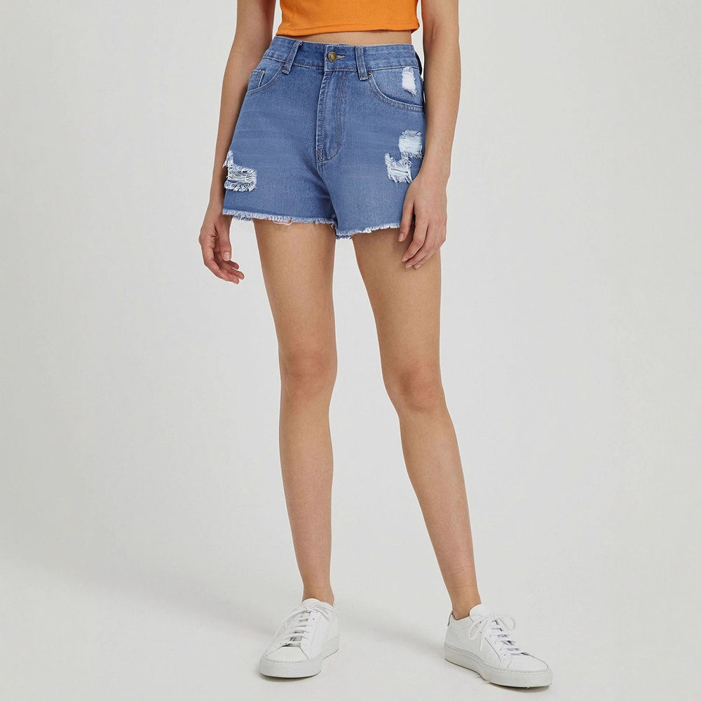 In-stock - yt251# cross-border fashion women's comfortable casual ripped high-waisted denim shorts for  & us/eu export