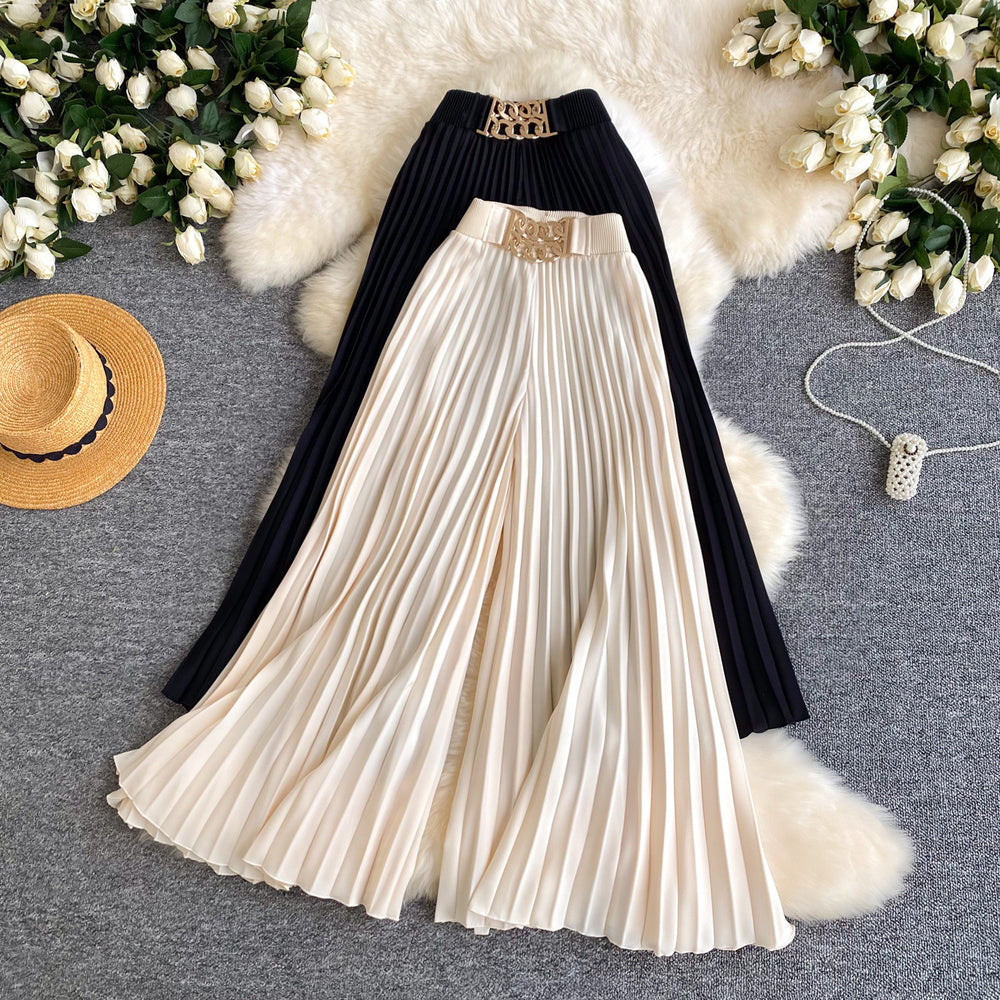 Summer lightweight casual pants for women - drawstring elastic waist, wide leg, loose fit, slimming, drapey, pleated trousers