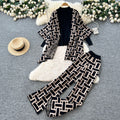 Lazy style casual three-piece set for women  winter loose outer shawl outwear inner bottom knitting shirt loose pants
